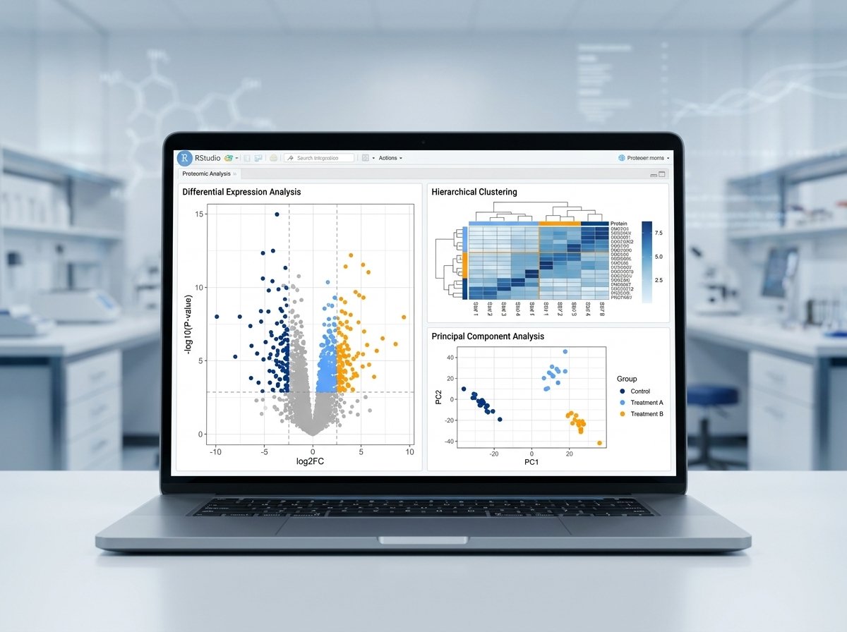 Análisis de datos proteómicos y visualización estadística en R